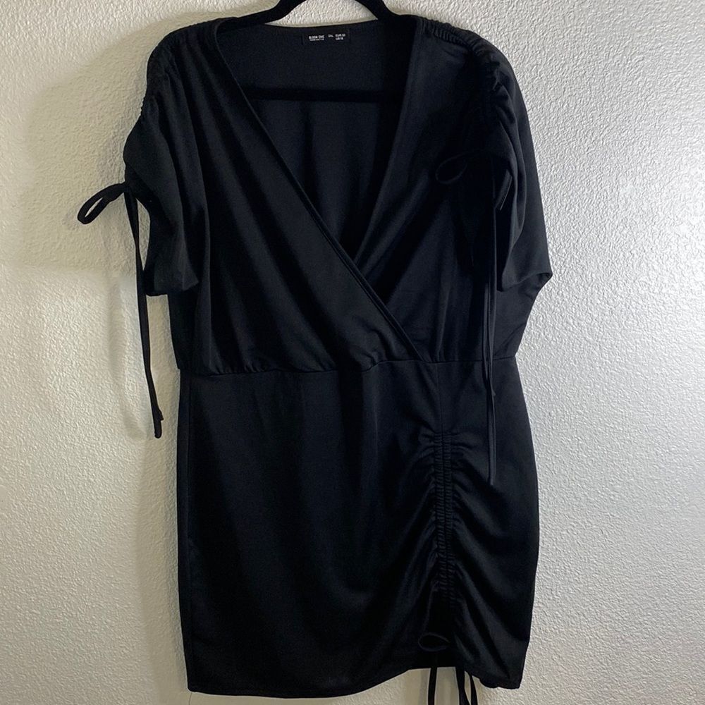 BloomChic Black Mini Dress with Drawstring Details